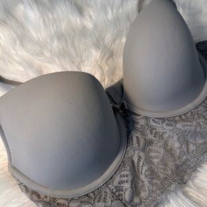 Elegant Gray Lace Bra